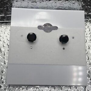 Round Black CZ Studs